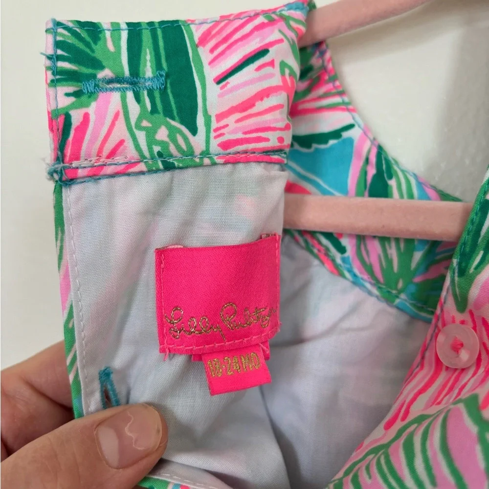 Lilly Pulitzer Pink and Green Baby  Tropical Bubble Dress - Picture 5 of 6